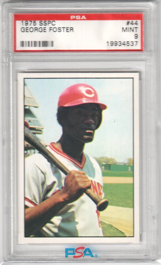 GEORGE FOSTER 1975 SSPC #44 PSA 9 MINT - REDS - Columbia Hobby - Sports Card Boxes - Toploaders - Card Savers