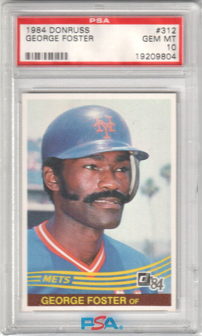 GEORGE FOSTER 1984 Donruss #312 PSA 10 GEM MINT - METS - Columbia Hobby - Sports Card Boxes - Toploaders - Card Savers