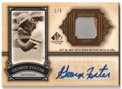 GEORGE FOSTER 2005 Upper Deck SP Legendary Cuts Autograph Auto Jersey #1/5 REDS - Columbia Hobby - Sports Card Boxes - Toploaders - Card Savers
