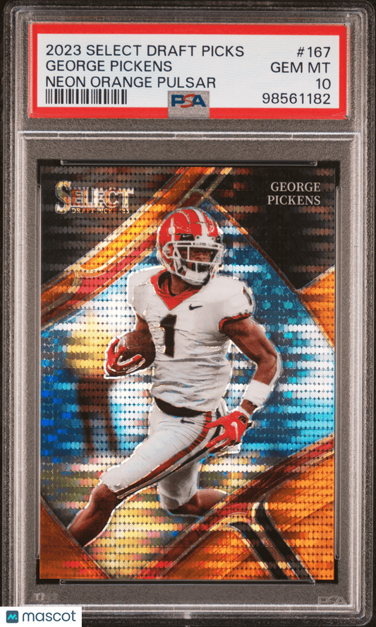 GEORGE PICKENS 2023 Panini Select Draft RC Rookie Neon Orange Pulsar /26 PSA 10 - Columbia Hobby - Sports Card Boxes - Toploaders - Card Savers
