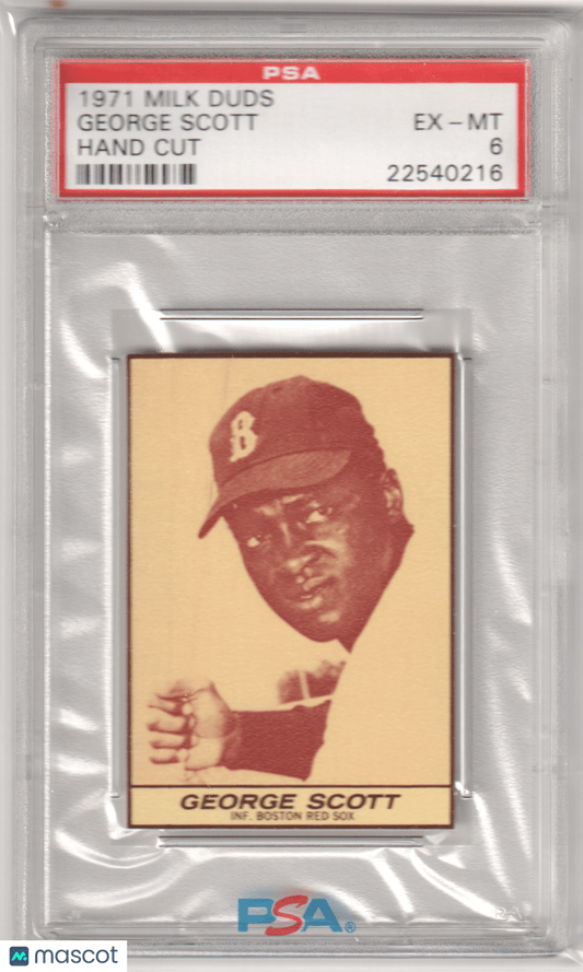 GEORGE SCOTT 1971 Milk Duds Hand Cut PSA 6 EX - MT - RED SOX - Columbia Hobby - Sports Card Boxes - Toploaders - Card Savers