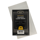 100ct Pack Resealable Graded Card Bags - Cardboard Gold