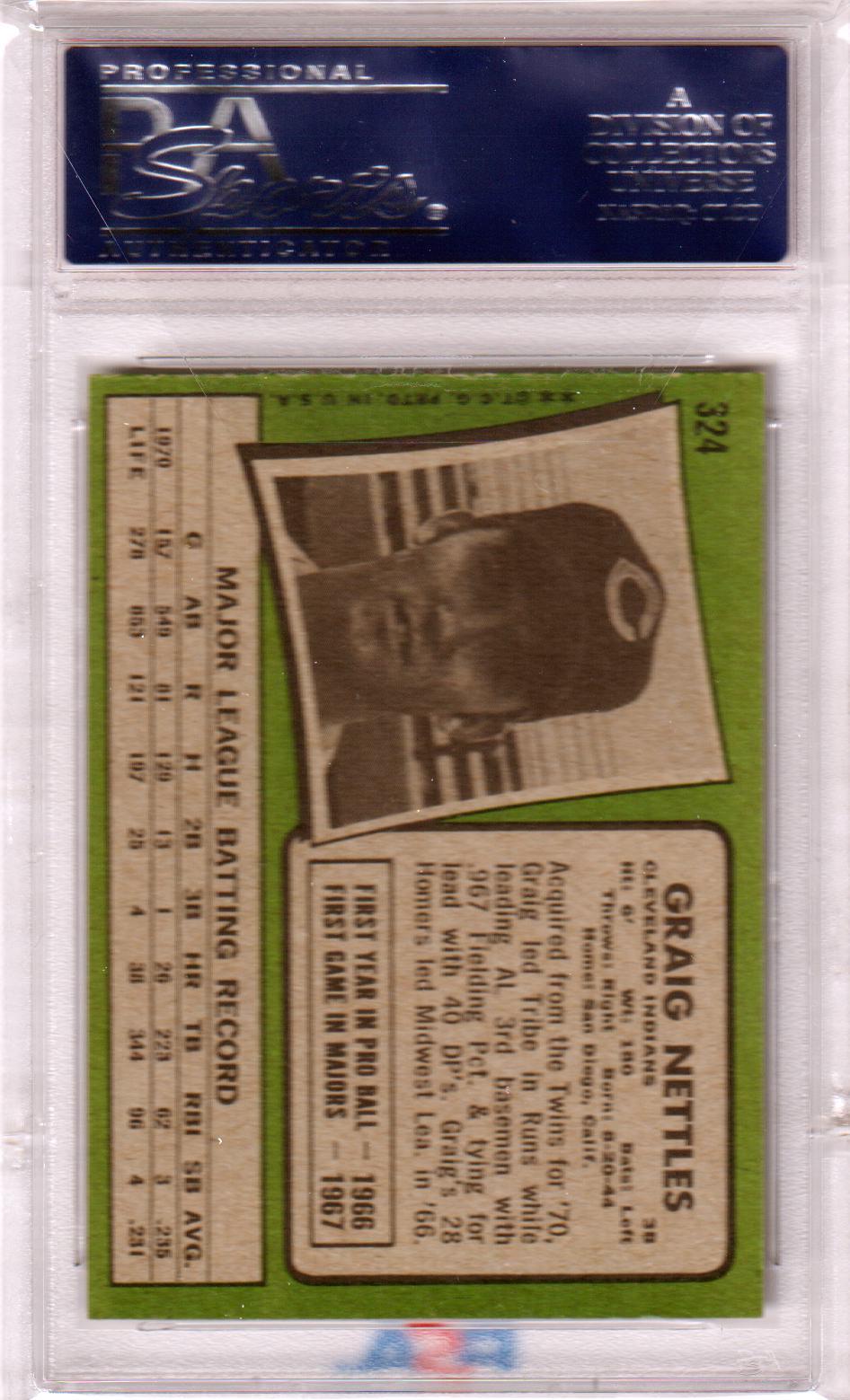 GRAIG NETTLES 1971 Topps #324 PSA 7 NM - INDIANS - Columbia Hobby - Sports Card Boxes - Toploaders - Card Savers
