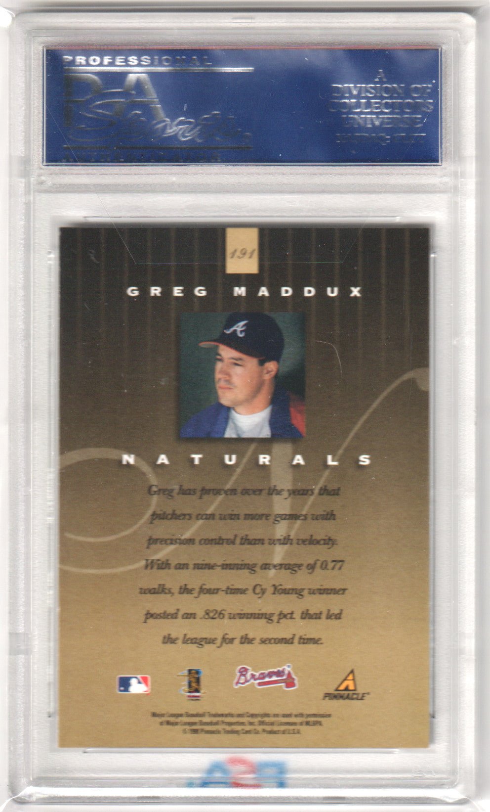 GREG MADDUX 1998 Pinnacle Plus #191 PSA 10 GEM MINT - BRAVES Pop 4 - Columbia Hobby - Sports Card Boxes - Toploaders - Card Savers