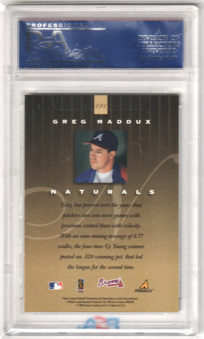 GREG MADDUX 1998 Pinnacle Plus #191 PSA 10 GEM MINT - BRAVES Pop 4 - Columbia Hobby - Sports Card Boxes - Toploaders - Card Savers