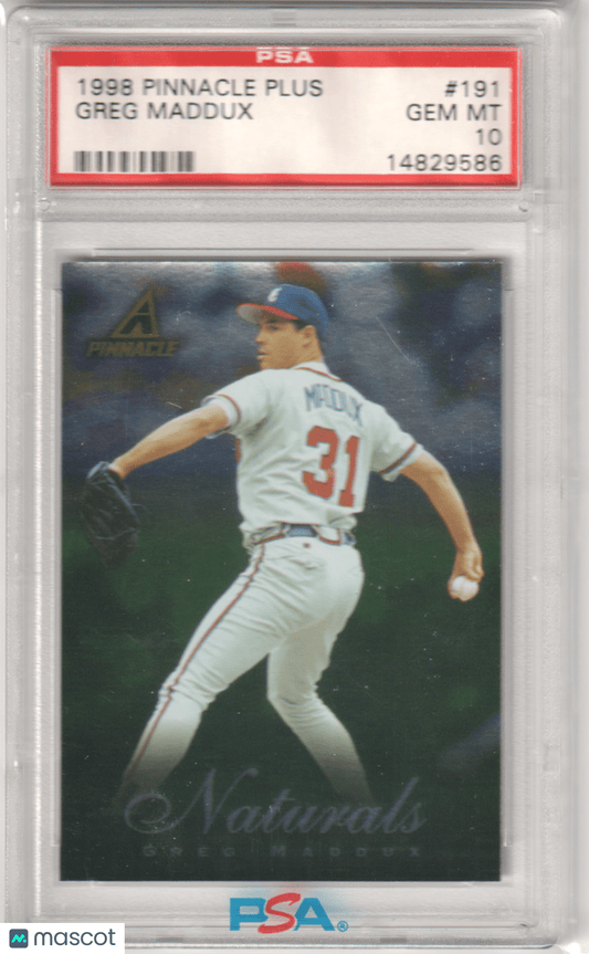 GREG MADDUX 1998 Pinnacle Plus #191 PSA 10 GEM MINT - BRAVES Pop 4 - Columbia Hobby - Sports Card Boxes - Toploaders - Card Savers