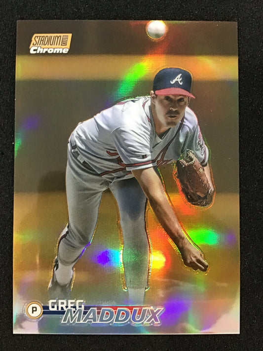 Greg Maddux 2023 Topps Stadium Club Chrome Gold Refractor /99 SP Braves - Columbia Hobby - Sports Card Boxes - Toploaders - Card Savers