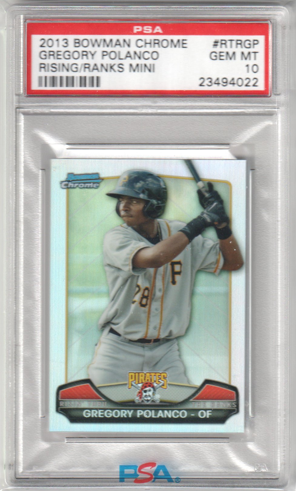 GREGORY POLANCO 2013 Bowman Chrome Rising Through The Ranks Mini PSA 10 Pop 3 - Columbia Hobby - Sports Card Boxes - Toploaders - Card Savers