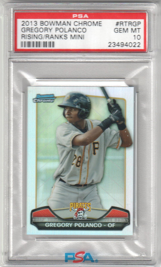 GREGORY POLANCO 2013 Bowman Chrome Rising Through The Ranks Mini PSA 10 Pop 3 - Columbia Hobby - Sports Card Boxes - Toploaders - Card Savers