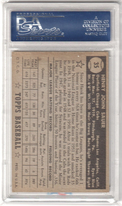 HANK BAUER 1952 Topps Black Back #35 PSA 5 EX - CUBS - Columbia Hobby - Sports Card Boxes - Toploaders - Card Savers