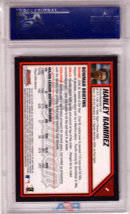 HANLEY RAMIREZ 2007 Bowman Chrome #1 PSA 10 GEM MINT Pop 3 - Columbia Hobby - Sports Card Boxes - Toploaders - Card Savers