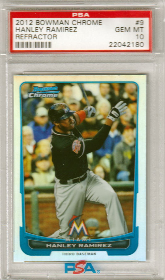 HANLEY RAMIREZ 2012 Bowman Chrome #9 Refractor PSA 10 GEM MINT Pop 1 - Columbia Hobby - Sports Card Boxes - Toploaders - Card Savers