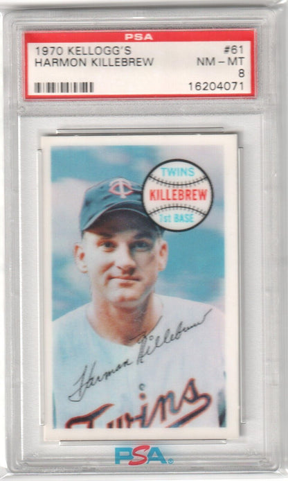 Harmon Killebrew 1970 Kellogg's #61 PSA 8 NM - MT - TWINS - Columbia Hobby - Sports Card Boxes - Toploaders - Card Savers