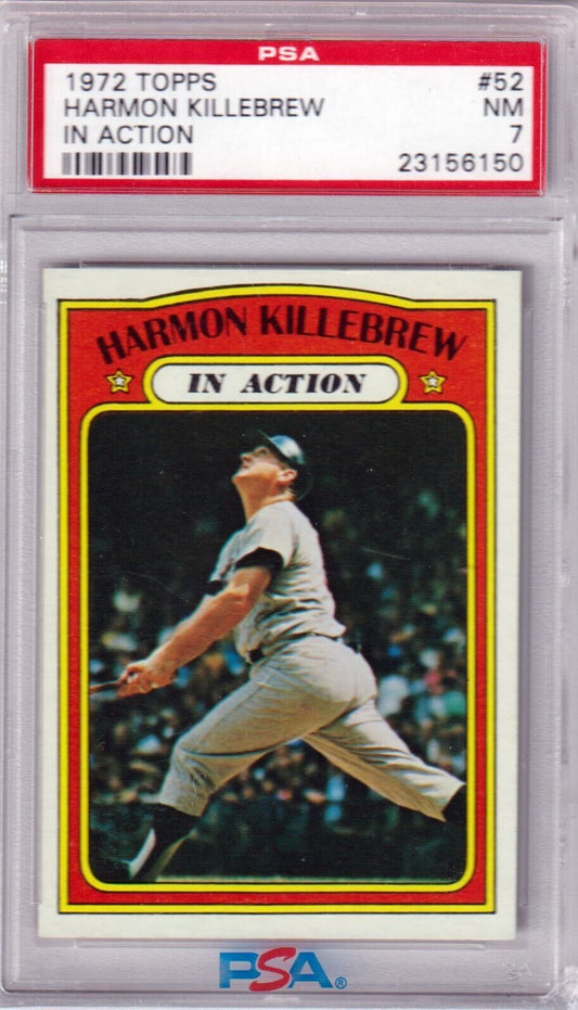 HARMON KILLEBREW 1972 Topps #52 PSA 7 NM - TWINS - Columbia Hobby - Sports Card Boxes - Toploaders - Card Savers