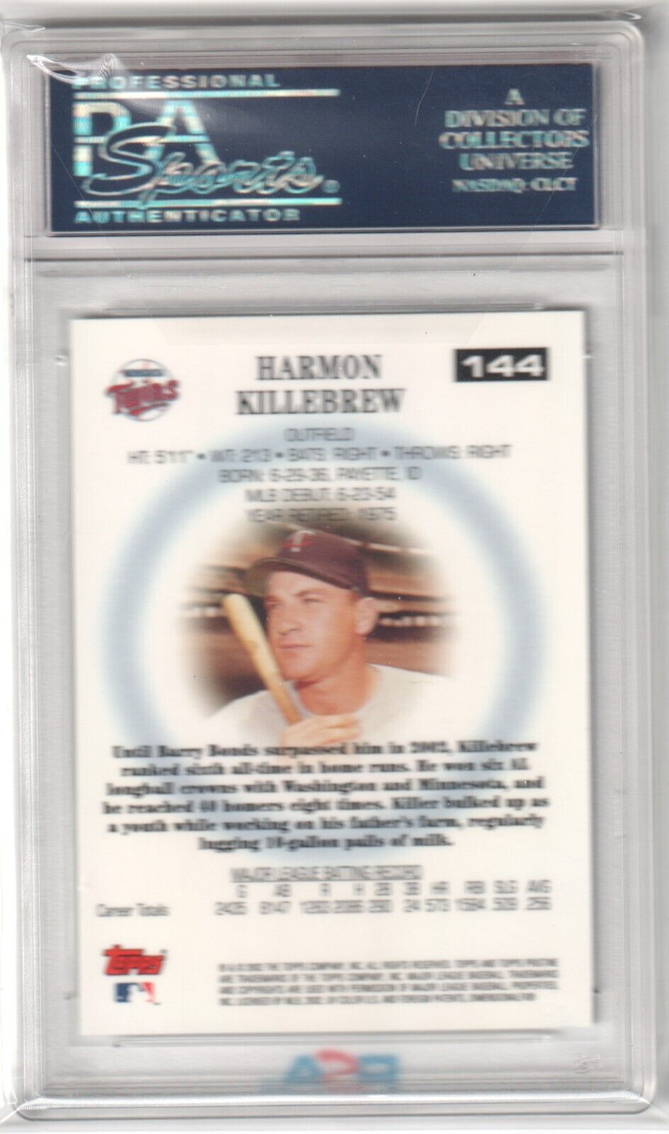 HARMON KILLEBREW 2002 Topps Pristine #144 PSA 10 GEM MINT - TWINS - Columbia Hobby - Sports Card Boxes - Toploaders - Card Savers