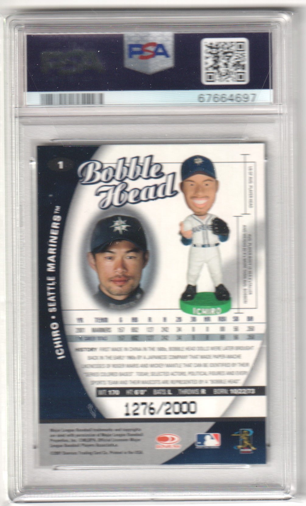ICHIRO 2001 Donruss Class Of '01 Bobble Head Card 1 PSA 9 MINT - PADRES - Columbia Hobby - Sports Card Boxes - Toploaders - Card Savers