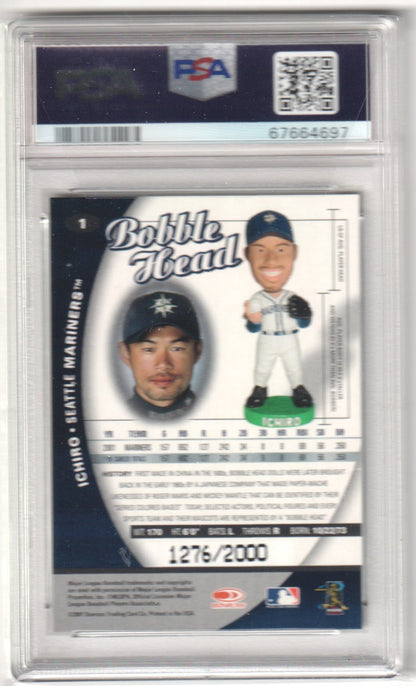 ICHIRO 2001 Donruss Class Of '01 Bobble Head Card 1 PSA 9 MINT - PADRES - Columbia Hobby - Sports Card Boxes - Toploaders - Card Savers