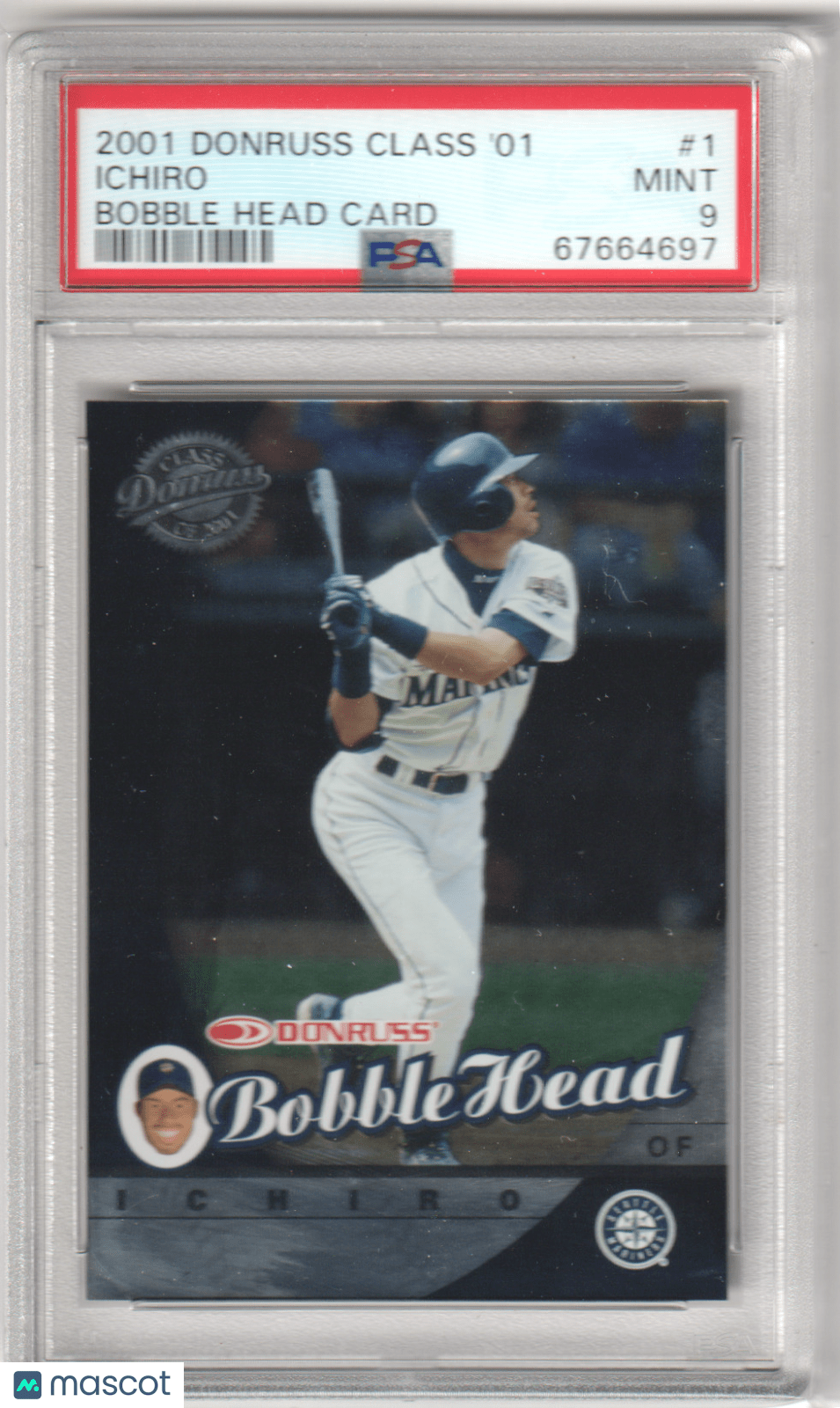 ICHIRO 2001 Donruss Class Of '01 Bobble Head Card 1 PSA 9 MINT - PADRES - Columbia Hobby - Sports Card Boxes - Toploaders - Card Savers