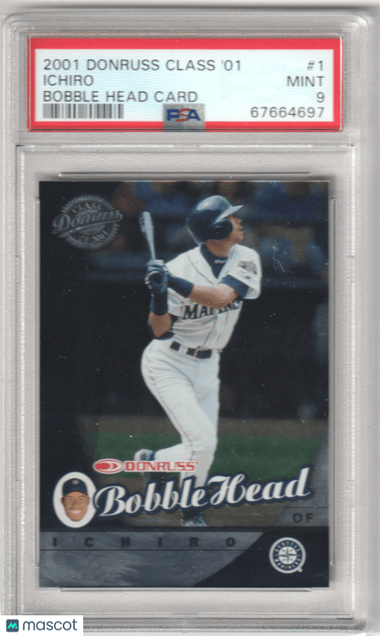 ICHIRO 2001 Donruss Class Of '01 Bobble Head Card 1 PSA 9 MINT - PADRES - Columbia Hobby - Sports Card Boxes - Toploaders - Card Savers