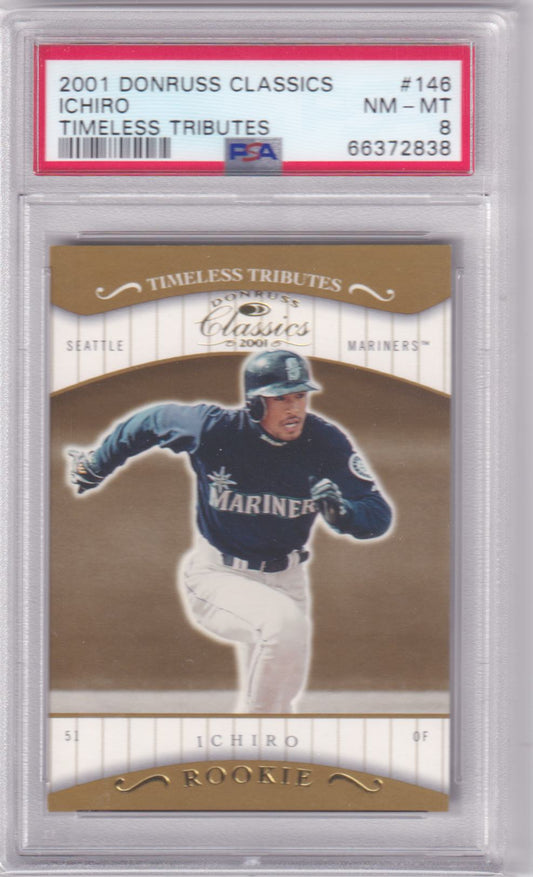Ichiro 2001 Donruss Classics #/100 Timeless Tributes RC Rookie PSA 8 MARINERS - Columbia Hobby - Sports Card Boxes - Toploaders - Card Savers