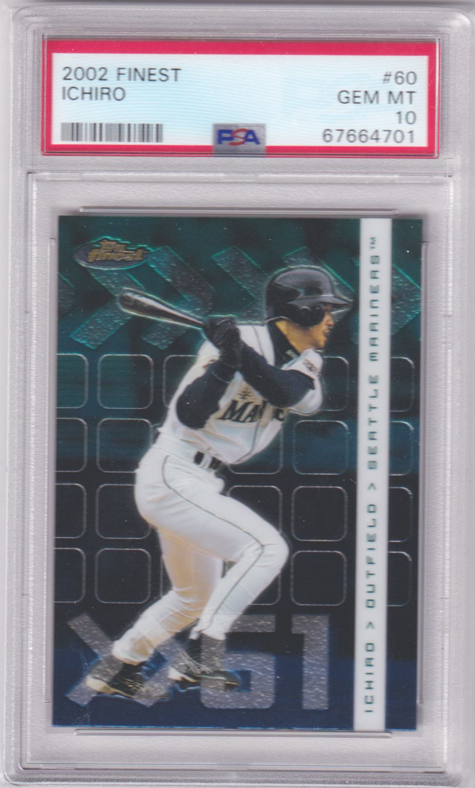 ICHIRO 2002 Topps Finest #60 PSA 10 GEM MINT - MARINERS - POP 33 - Columbia Hobby - Sports Card Boxes - Toploaders - Card Savers