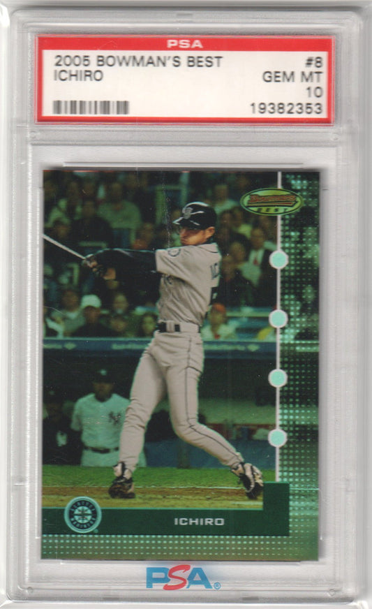 ICHIRO 2005 Bowman's Best #8 PSA 10 GEM MINT - MARINERS Pop 6 - Columbia Hobby - Sports Card Boxes - Toploaders - Card Savers