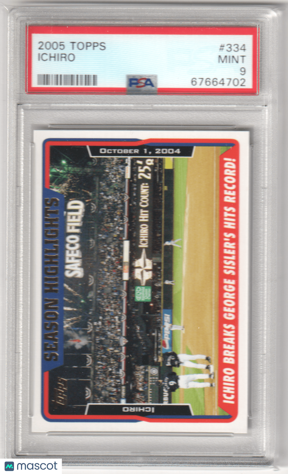 ICHIRO 2005 Topps #334 PSA 9 MINT - MARINERS - Columbia Hobby - Sports Card Boxes - Toploaders - Card Savers