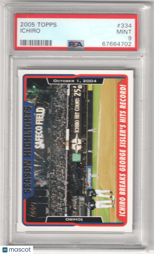 ICHIRO 2005 Topps #334 PSA 9 MINT - MARINERS - Columbia Hobby - Sports Card Boxes - Toploaders - Card Savers