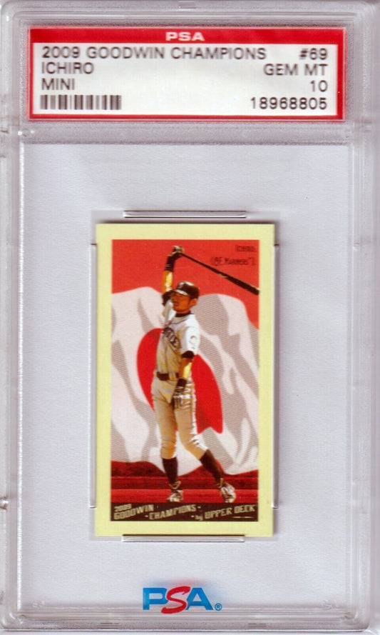ICHIRO 2009 Upper Deck Goodwin Champions Mini #69 PSA 10 GEM MINT - MARINERS - Columbia Hobby - Sports Card Boxes - Toploaders - Card Savers
