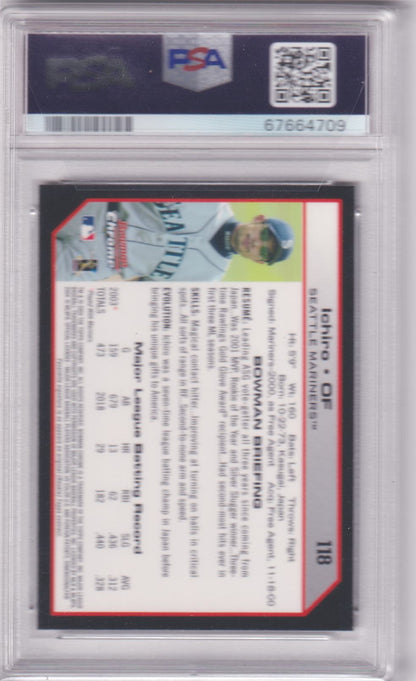 ICHIRO SUZUKI 2004 Bowman Chrome #118 PSA 10 GEM MINT - MARINERS Pop 7 - Columbia Hobby - Sports Card Boxes - Toploaders - Card Savers