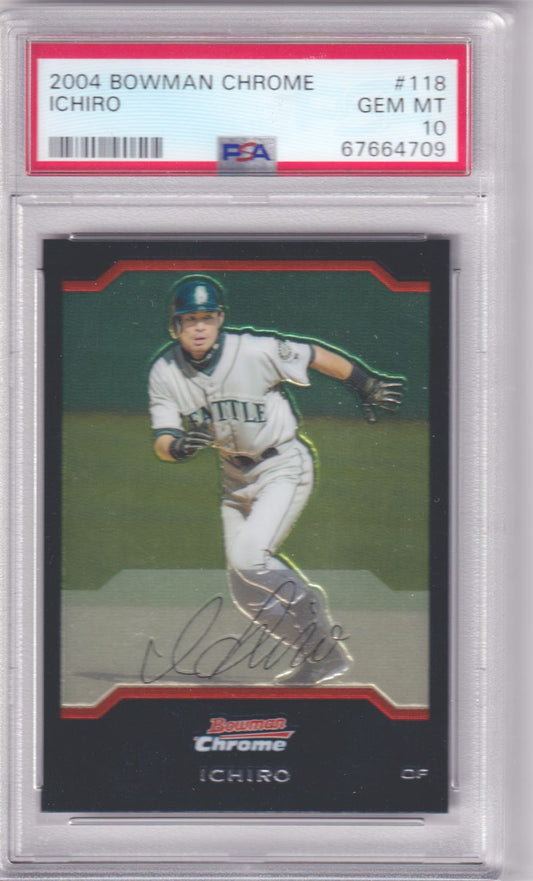 ICHIRO SUZUKI 2004 Bowman Chrome #118 PSA 10 GEM MINT - MARINERS Pop 7 - Columbia Hobby - Sports Card Boxes - Toploaders - Card Savers