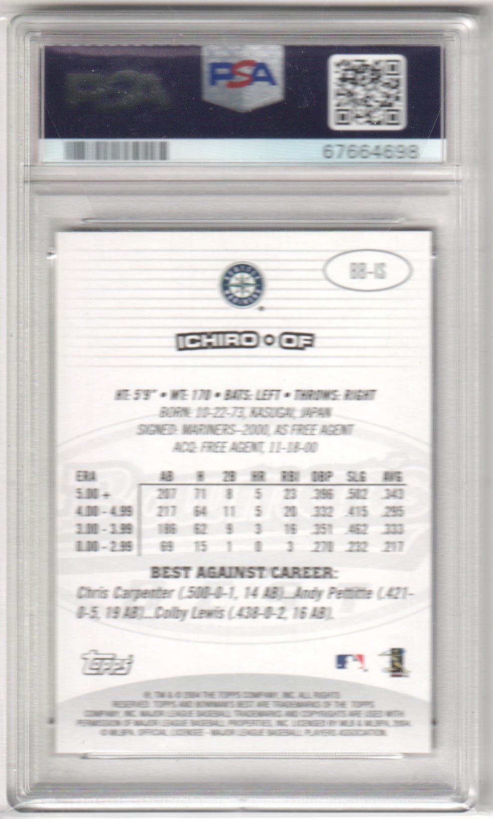 ICHIRO SUZUKI 2004 Bowman's Best BB - IS PSA 10 GEM MINT - MARINERS - Columbia Hobby - Sports Card Boxes - Toploaders - Card Savers
