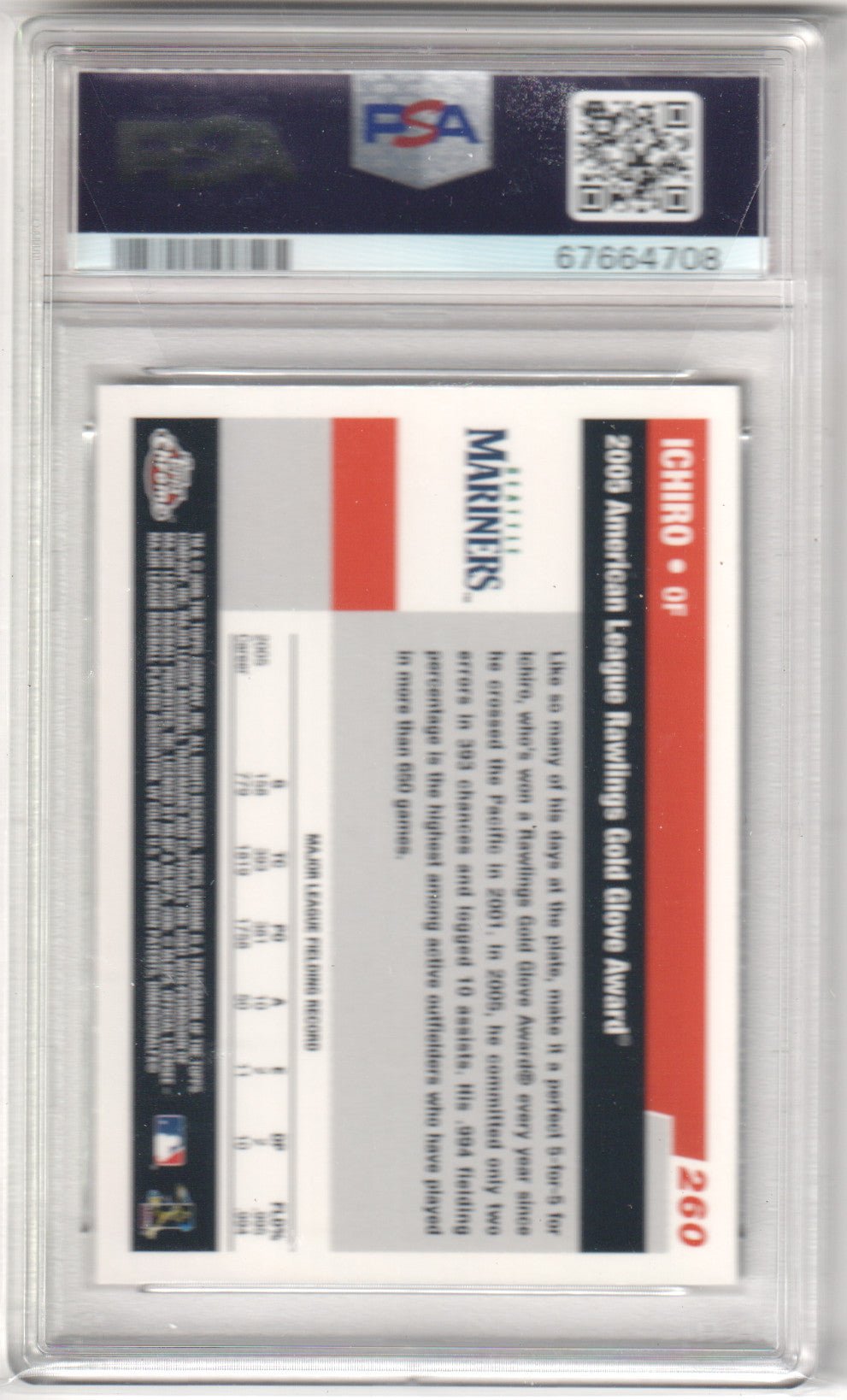 ICHIRO SUZUKI 2006 Topps Chrome 260 PSA 10 GEM MINT - MARINERS - Columbia Hobby - Sports Card Boxes - Toploaders - Card Savers