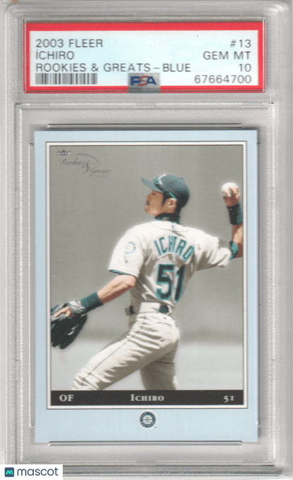 ICHRIO SUZUKI 2003 Fleer Rookies & Greats Blue /250 PSA 10 GEM MINT Pop 2 - Columbia Hobby - Sports Card Boxes - Toploaders - Card Savers