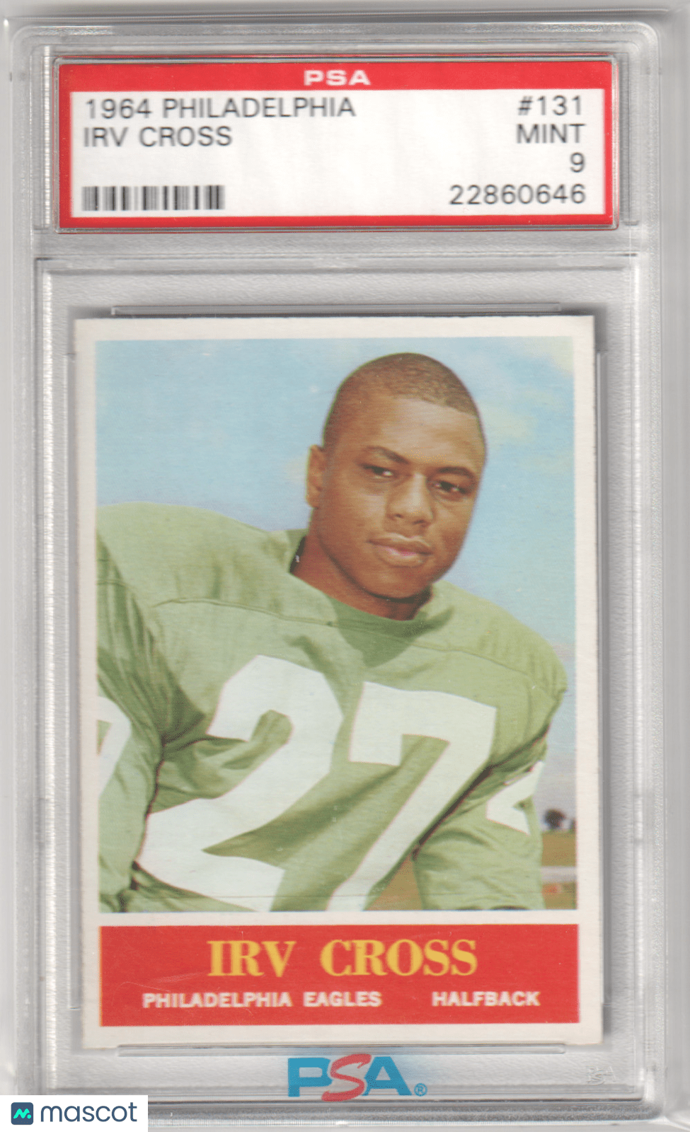 IRV CROSS 1964 Philadelphia 131 PSA 9 MINT - EAGLES - Columbia Hobby - Sports Card Boxes - Toploaders - Card Savers