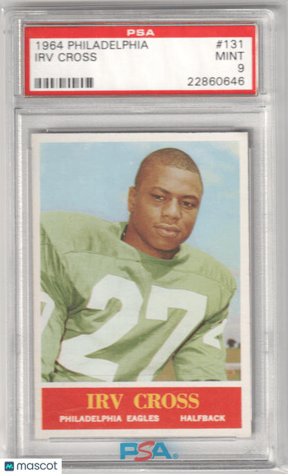 IRV CROSS 1964 Philadelphia 131 PSA 9 MINT - EAGLES - Columbia Hobby - Sports Card Boxes - Toploaders - Card Savers