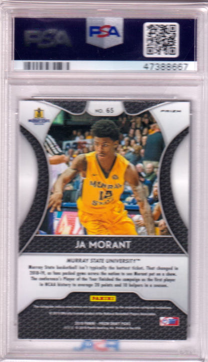 JA MORANT 2019 - 20 Panini Prizm Draft RC Rookie Blue Prizm SP #65 PSA 9 MINT - Columbia Hobby - Sports Card Boxes - Toploaders - Card Savers