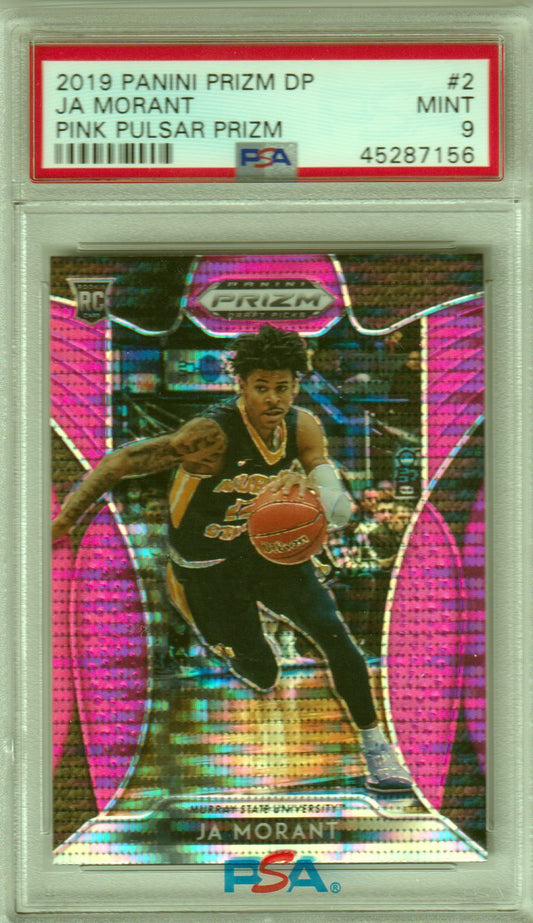 JA MORANT 2019 - 20 Panini Prizm Draft RC Rookie Pink Pulsar #2 PSA 9 MINT - Columbia Hobby - Sports Card Boxes - Toploaders - Card Savers