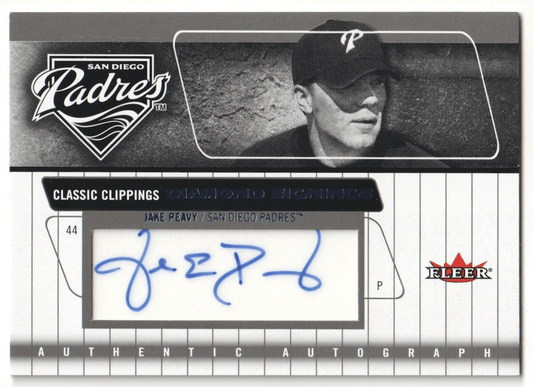 JAKE PEAVY 2005 Fleer Classic Clippings Autograph Auto Blue Foil - PADRES - Columbia Hobby - Sports Card Boxes - Toploaders - Card Savers