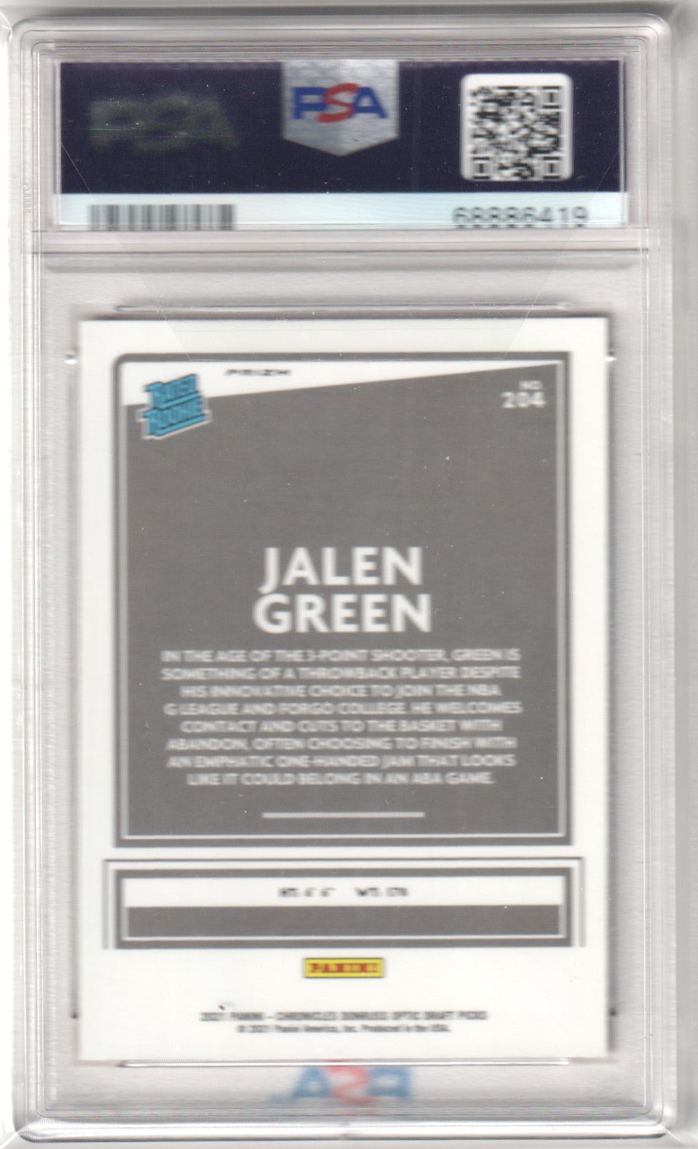 Jalen Green 2021 - 22 Panini Chronicles Draft RC Rookie #204 Orange PSA 9 MINT - Columbia Hobby - Sports Card Boxes - Toploaders - Card Savers