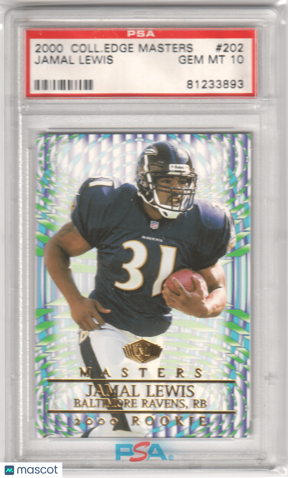 JAMAL LEWIS 2000 Collector's Edge Masters 202 PSA 10 GEM MINT - RAVENS - Columbia Hobby - Sports Card Boxes - Toploaders - Card Savers