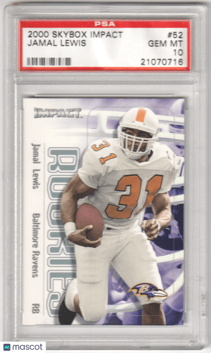 JAMAL LEWIS 2000 Skybox Impact 52 PSA 10 GEM MINT - RAVENS - Columbia Hobby - Sports Card Boxes - Toploaders - Card Savers