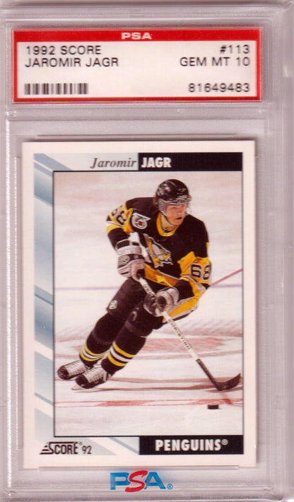 JARAMIR JAGR 1992 Score #113 PSA 10 GEM MINT - PENGUINS - Columbia Hobby - Sports Card Boxes - Toploaders - Card Savers