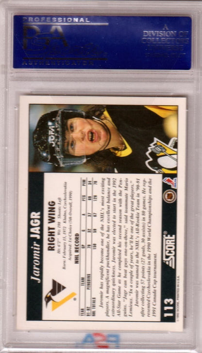 JARAMIR JAGR 1992 Score #113 PSA 10 GEM MINT - PENGUINS - Columbia Hobby - Sports Card Boxes - Toploaders - Card Savers