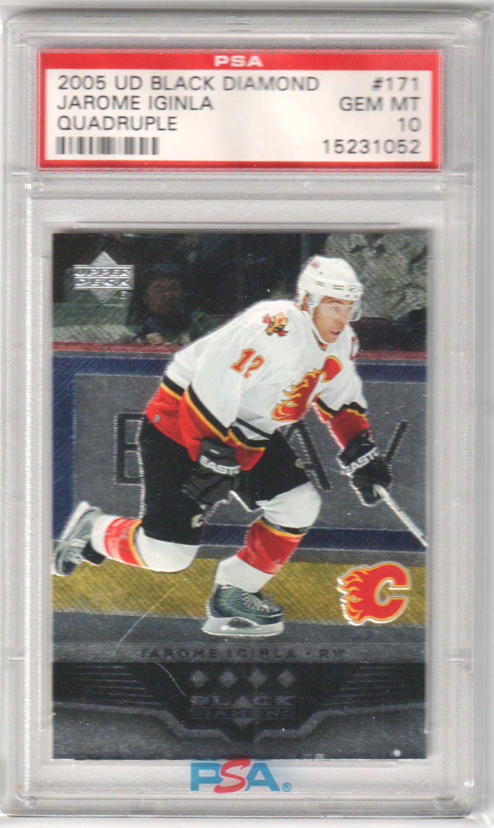 JAROME IGINLA 2005 Upper Deck Black Diamond 171 Quadruple PSA 10 GEM MINT Pop 1 - Columbia Hobby - Sports Card Boxes - Toploaders - Card Savers