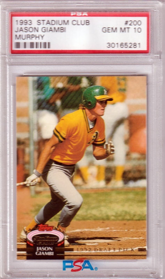 JASON GIAMBI 1993 Topps Stadium Club Murpy #200 PSA 10 GEM MINT - ATHLETICS - Columbia Hobby - Sports Card Boxes - Toploaders - Card Savers