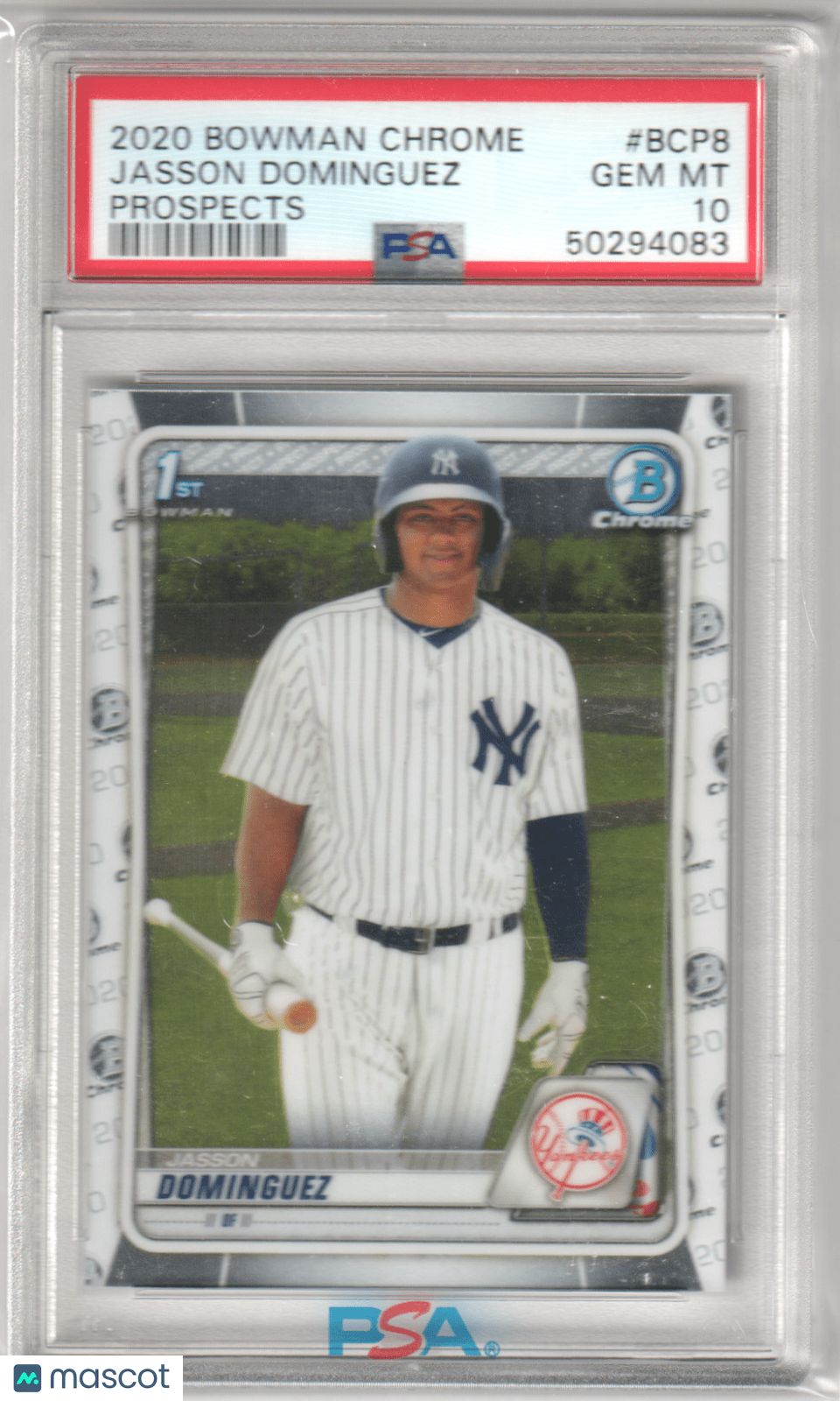 JASSON DOMINGUEZ 2020 Bowman Chrome Prospects 1st Card BCP8 PSA 10 GEM MINT - Columbia Hobby - Sports Card Boxes - Toploaders - Card Savers