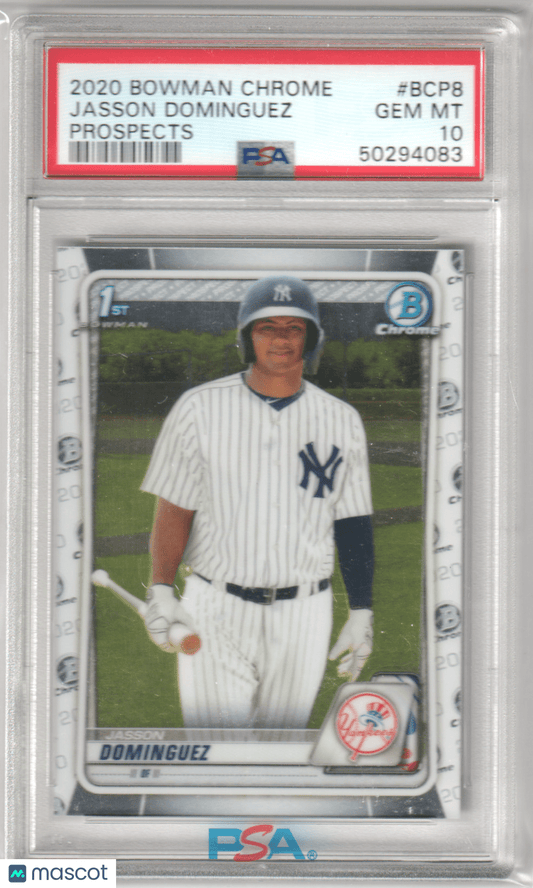 JASSON DOMINGUEZ 2020 Bowman Chrome Prospects 1st Card BCP8 PSA 10 GEM MINT - Columbia Hobby - Sports Card Boxes - Toploaders - Card Savers