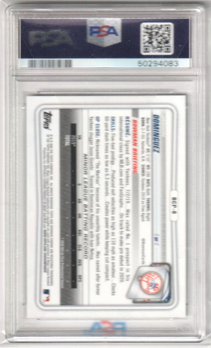 JASSON DOMINGUEZ 2020 Bowman Chrome Prospects 1st Card BCP8 PSA 10 GEM MINT - Columbia Hobby - Sports Card Boxes - Toploaders - Card Savers