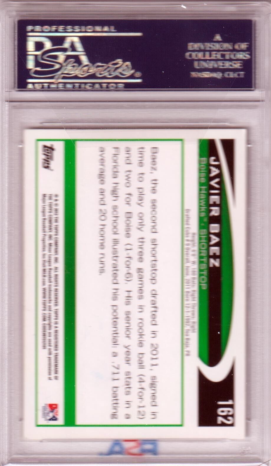 JAVIER BAEZ 2012 Topps Pro Debut Autograph Auto #162 PSA/DNA Authentic - Columbia Hobby - Sports Card Boxes - Toploaders - Card Savers